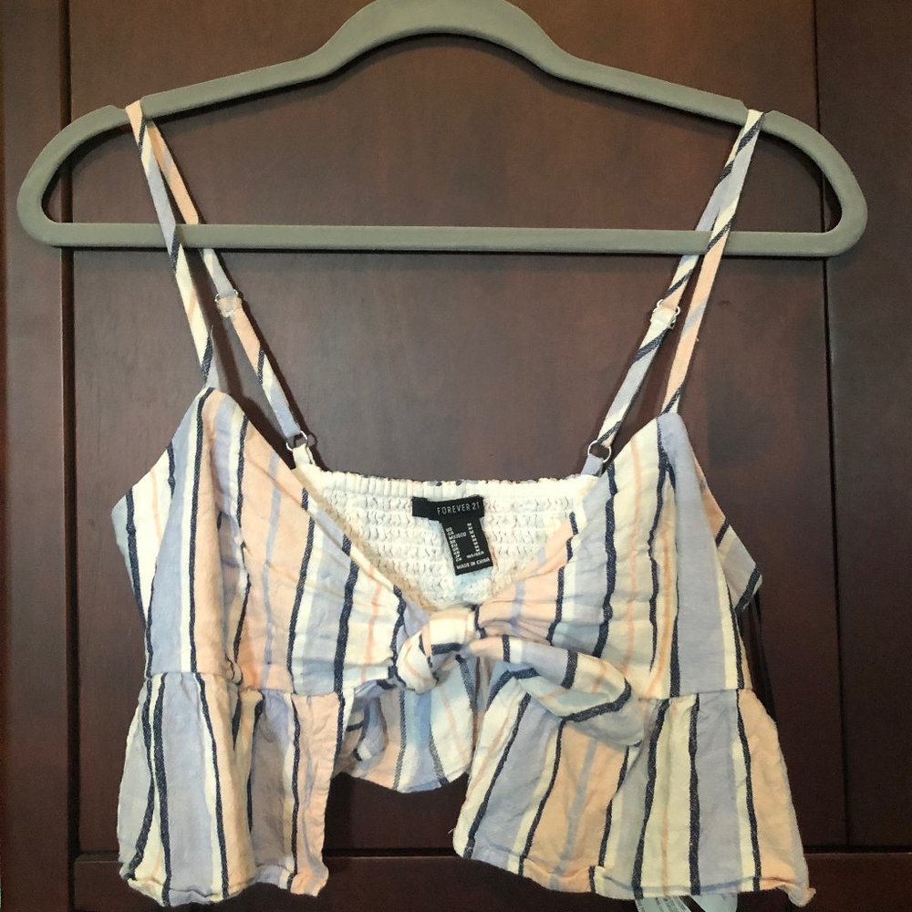 Forever 21 Front-tie striped crop top